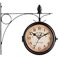 Los mejores  - oofay Reloj de pared retro de doble cara- reloj de jardín al aire libre- con cubierta impermeable- adecuado para…